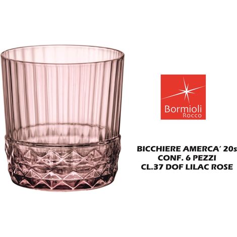 Lot 6 Gobelets Bas 38 Cl Lilas Rose - America's 20 - Bormioli