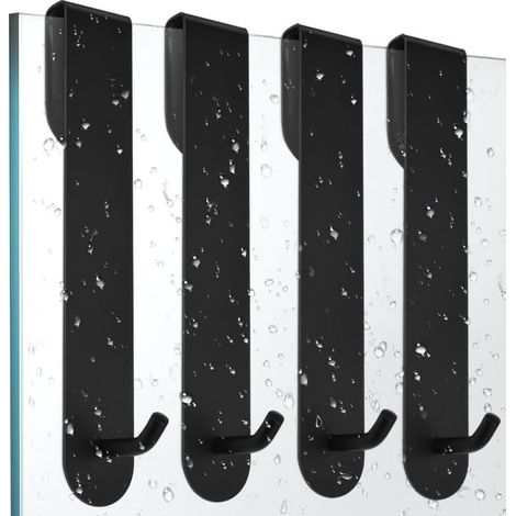 4 PCS Crochet Douche Inox Porte Serviette Salle de Bain Inox Crochet pour Paroi de Douche Crochets pour Serviettes de Bain Porte Accroche Torchon Cuisine Noir Porte Manteau Porte sans Percage (1/5)