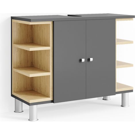 Mobile sottolavabo per bagno Aquis, Antracite, 79.6 x 64 cm, Vicco (1/5)