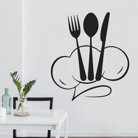 Sticker Mural - Cuisine Couverts - 17x19 cm - Noir (1/3)