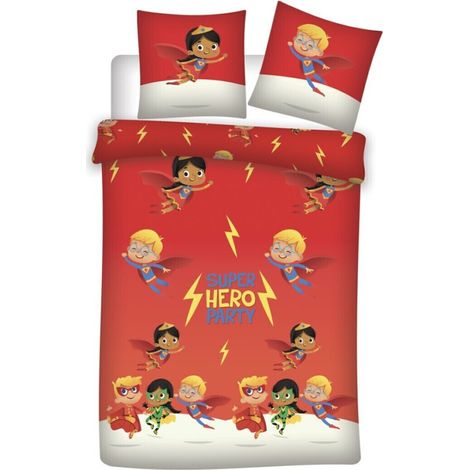 Parure de lit réversible Super Hero Party - 140 cm x 200 cm