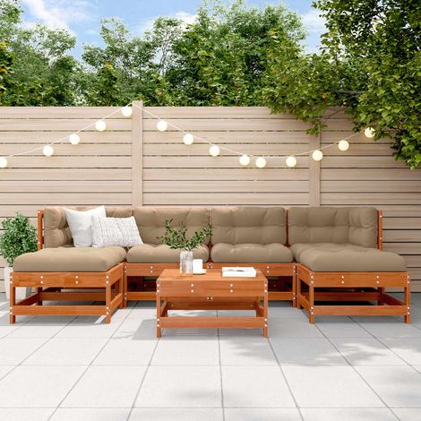 vidaXL Ensemble de salon de jardin 7 pcs Brun cire Bois de pin massif (1/5)