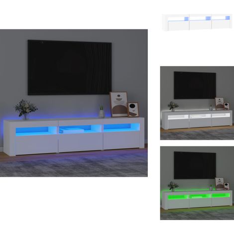 Meuble TV avec lumières LED Blanc 180x35x40 cm - Meuble Tv - Meuble Tv Led - Meuble Tv Blanc - Meuble Tv Design - Meuble Tv Rangement (1/5)