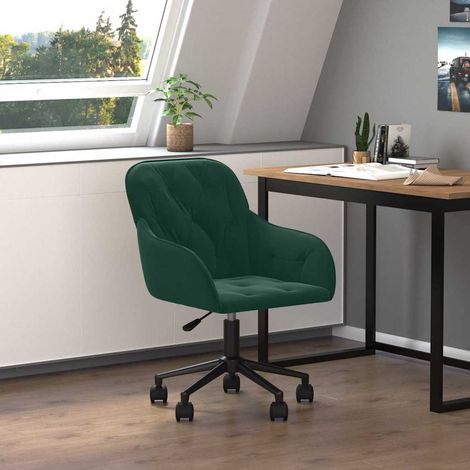 vidaXL Chaise pivotante de bureau Vert foncé Velours (1/5)
