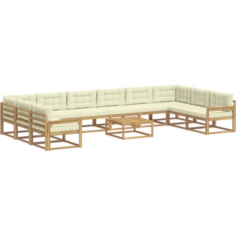 Set di divani da esterno 11 pz Bianco e Crema vidaXL (1/5)