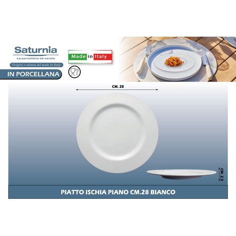 Saturnia Piatto Piano D 28 Cm H 2 Cm Porcellana Ischia Bianco