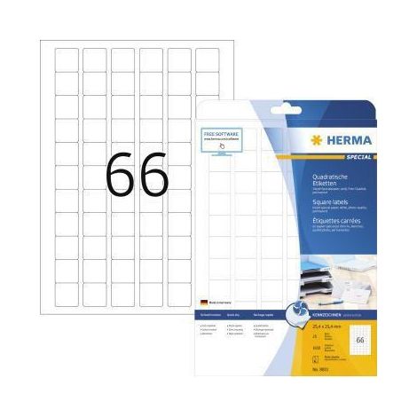 Herma Etiq. transp.    25,4x25,4 25f. DIN A4 1650pcs blanc   8831 (1/4)