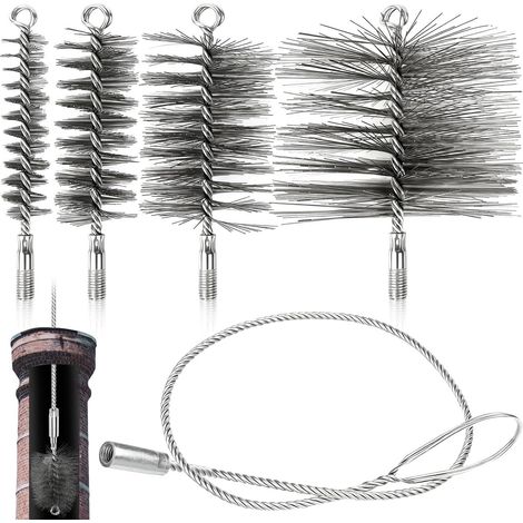 Brosse ramonage cheminée kit poêle hérisson 4 pièces (1/5)