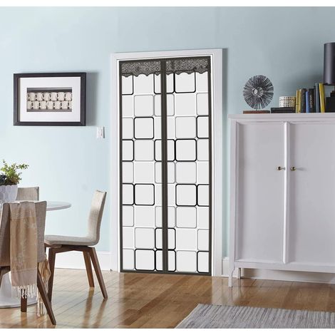 Rideau de porte isolant magnétique thermique  90 x 210 cm  Protection de porte isolante pour portes d'hiver  Protection contre le froid et la chaleur  Fermeture automatique pour climatiseur, cuisi