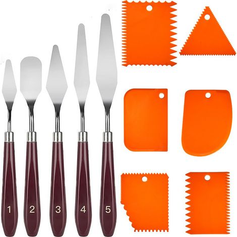 Couteau à palette en acier inoxydable pour peinture à l'huile, spatule pointue pour mélanger et racler l'orange