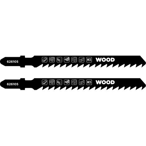 kwb 2x Stichsägeblätter für Holz, extra grob, 100 mm (geeignet für Hartholz, Weichholz, Tischlerplatten, Kunststoffe, Spanplatte beschichtet, HCS-Kohlenstoffstahl, gehärtete Zähne, polierte Oberfläche (1/2)