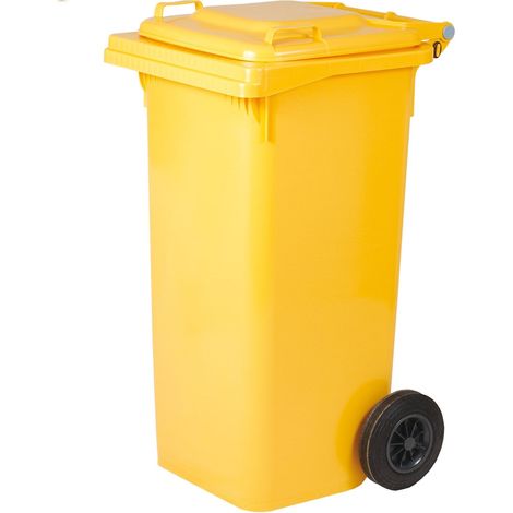 Bidone per raccolta differenziata con ruote 120Lt ICS - Yellow (1/4)