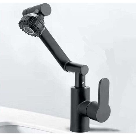 Flexible Robinet Cuisine, Robinet Mitigeur Cuisine, Robinet Cuisine Douchette, 1080° Flexible Rotation Mitigeur Cuisine, 2 Modes de Jet, Livré avec 2 Flexibles 60cm(Noir)