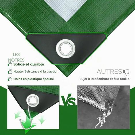 100 g/m2 Bache Imperméable et Résistante avec illets Renforcés 3x4 m PE Tarpaulin étanche Revêtement Vert 100 100 GSM-3X4M BACHE (1/5)