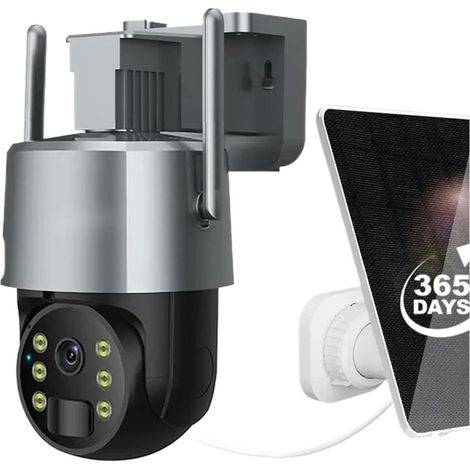 Caméra de sécurité à Domicile Caméra Solaire PTZ 5MP IP66, étanche, for l'extérieur, Couleur, Vision Nocturne, alimentée par Batterie, sécurité sans Fil, Vie Intelligente(Battery Camera Only) (1/5)