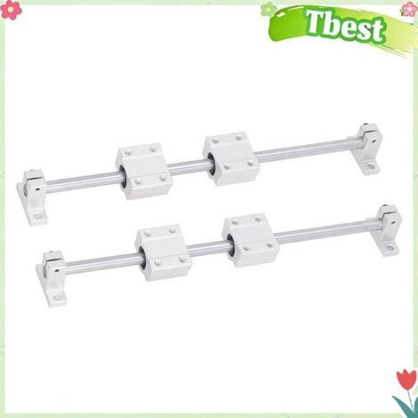 Tbest Ensemble de glissières à roulement linéaire Kit d'arbre de Rail à roulement linéaire, pièces CNC moto roulement 10 10 à 400 (1/5)