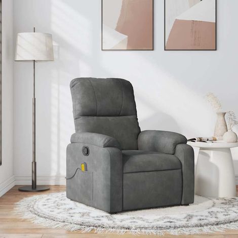 Fauteuil inclinable de massage-Chaise de relaxation-Fauteuil Relax gris foncé tissu microfibre 736490 (1/5)