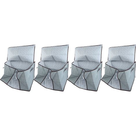 Set mit 4 grauen, staubdichten Aufbewahrungsboxen aus Vliesstoff für Bettdecken, ideal fürs Schlafzimmer. (1/5)