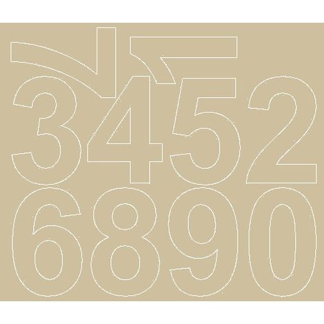 Pegatinas autoadhesivas con números de 8 cm, color beige brillante. (1/2)