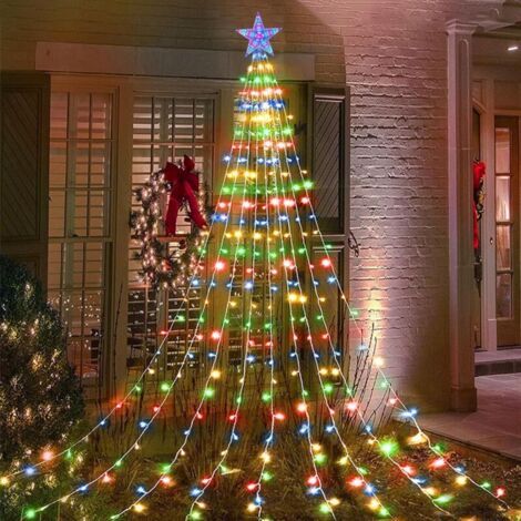 Guirlande lumineuse pour sapin de Noël avec étoile, 2 m x 9 branches, 198 LED, 8 modes d'éclairage, télécommande, étanche, USB (1/5)