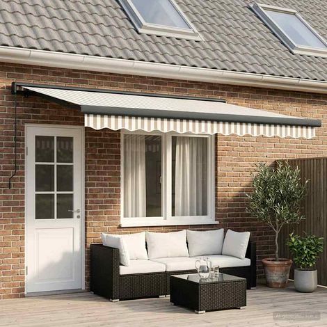 Auvent rétractable Gris clair et blanc 450 × 300 cm (1/5)