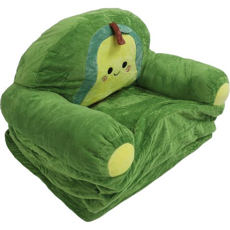 Canapé pliable enfant design cartoon mignon, peluche courte douce et confortable, canapé portable pour salon, avocat (1/5)