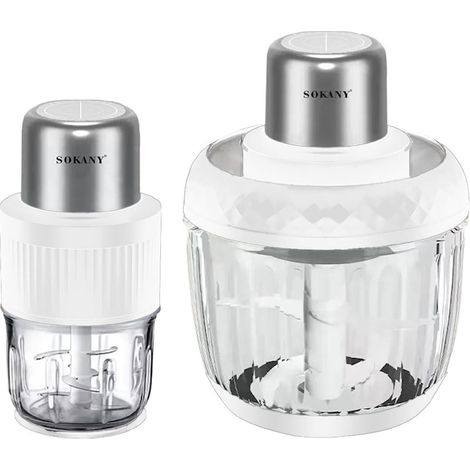 Hachoir électrique 2 en 1, SK-YM-7032, 4 lames en acier inoxydable de haute qualité, moteur puissant de 800 W, 3 L, récipient en verre, blanc (1/5)