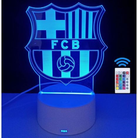 Lampe de chevet LED 3D Barça – Éclairage fixe ou clignotant – Télécommande incluse – 16 couleurs – Alimentation USB ou piles AA (1/5)