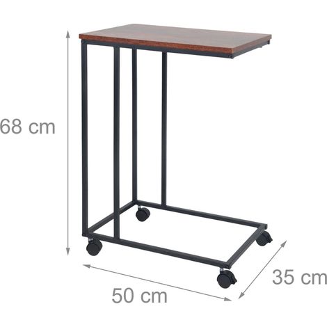 Tavolino a C con ruote soggiorno o camera da letto pratico contenitore 60 x 40 x 60 cm in legno nero 130017797