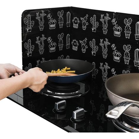 Protection contre les éclaboussures d'huile Protection pliable – Protection contre les éclaboussures d'huile de cuisine en aluminium, bouclier anti-éclaboussures d'huile pour cuisinière de (1/5)