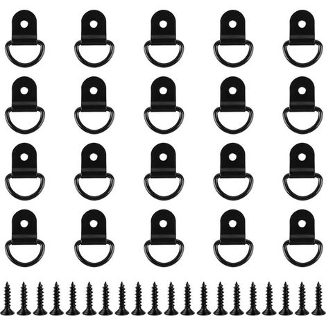 20 anneaux en D résistants, ancrages de fixation avec crochet, œillets de fixation en V pour sécuriser les charges dans les voitures, remorques, camions, motos, cargaisons, fourgonnettes, kayaks (1/5)