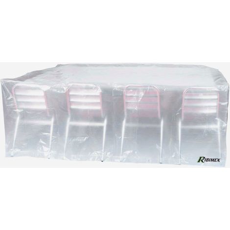 Ribiland – Housse de salon de jardin rectangulaire 250x150x80 cm – Polyéthylène 90 gr/m² – 100% étanche – Résistante aux UV et variations de température