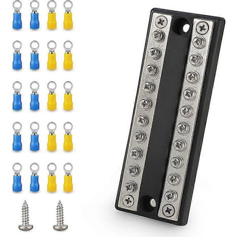 Batterieverteilerblock, 100-A-Sammelschiene (positiv/negativ), Stromanschlussblock für Wohnmobil, Boot oder LKW (1/5)