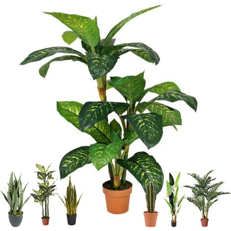 Künstliche Calathea 135 cm mit Topf Plastikpflanzen zur Gartendekoration für Innen- und Außenbereiche