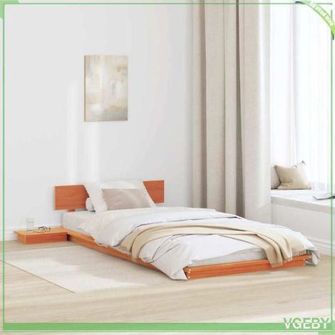 Cadre de lit - ABI - Bois - 90 x 200 cm - Moderne - Table de nuit incluse (1/5)
