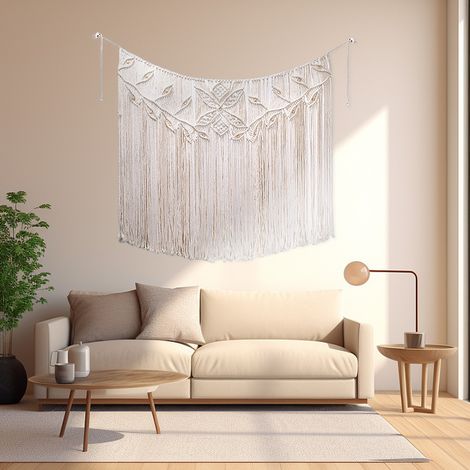Tenture murale en macramé, tapisserie tissée, art tissé moderne et chic, décoration d'intéri faite à la main, décoration murale en perles pour mariage, chambre à coucher (1/5)