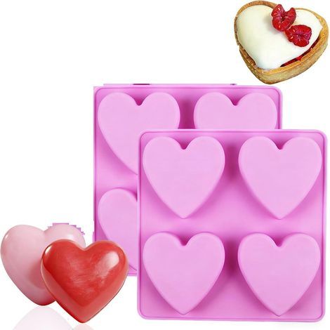 Herzförmige Silikonformen, 2 Stück Seifenformen für Schokolade, Süßigkeiten, Kuchen und Kerzen – Geschenkidee zum Valentinstag und zur Hochzeit (1/5)