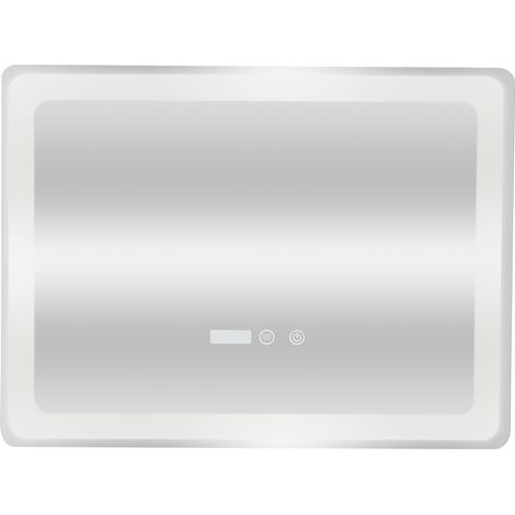 Espejo decorativo LED moderno 60 x 80 x 4 cm plata 030010155