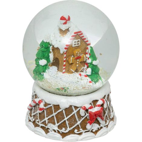 Schneekugel aus Glas mit weihnachtlichem Motiv, Ø 8 cm