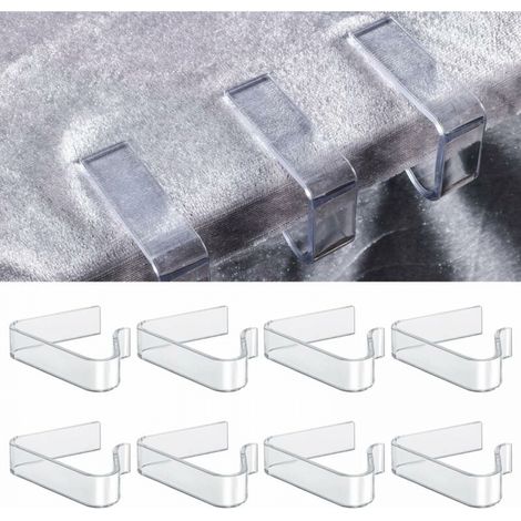 8 pinces à nappe en plastique transparentes, supports de nappe adaptés aux tables épaisseur 1,7 à 3,5 cm, petit (1/5)