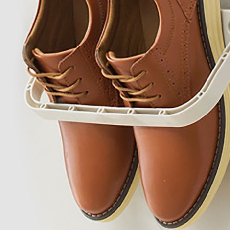 Étagère à chaussures murale adhésive créative, étagère à chaussures suspendue et pliable pour la maison, étagère de rangement murale pour chaussures et pantoufles de salle de bain, blanche, taille uni (1/5)