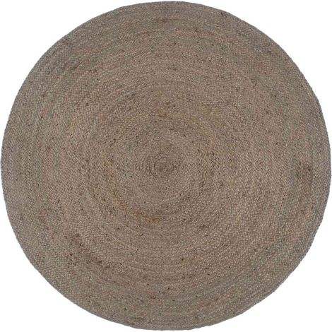 Tapis de salon Style Moderne Tapis fait à la main - Tapis de sol Jute Rond 240 cm Gris BV933239 - BonneVie (1/4)