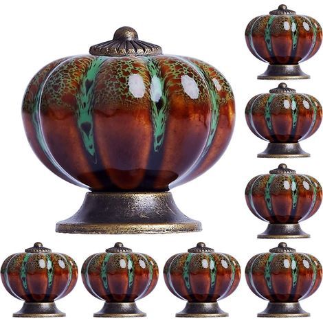 Boutons en céramique pour meubles - Lot de 8, poignées de porte pour armoires et tiroirs (1/4)