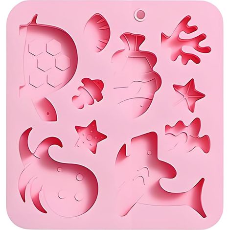 Moule à chocolat antiadhésif 10 cavités, joli petit moule à chocolat, motif animaux marins, idéal pour la pâtisserie, les gâteaux (1/5)