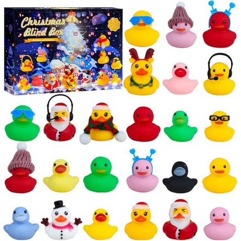 Calendrier de 24 jours avec 24 canards de bain - calendrier 2026 - Calendrier de comptage de Noël - Jouet de bain & set cadeau - fêtes de Noël