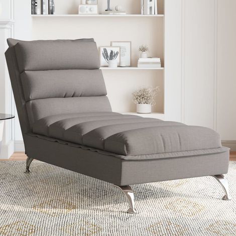 Chaise longue，Bain de soleil，Transat avec coussins taupe tissu CFW47051 (1/5)