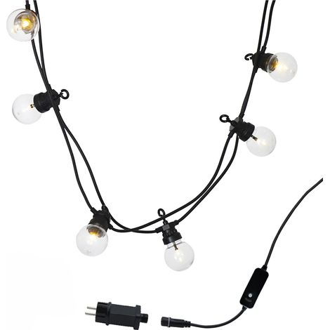 LUMI JARDIN Guirlande lumineuse exterieure connectable Party Clear - 20 globes guinguette - LED - 9,6 m - Blanc chaud (1/5)