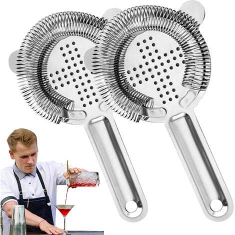 Colador de cócteles, 2 piezas de acero inoxidable, colador de cócteles de acero inoxidable, tamiz para cócteles, colador de cócteles, para uso doméstico y comercial de bartenders. (1/5)