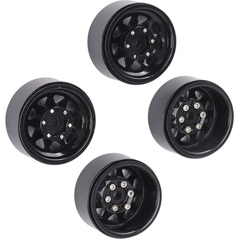 Satz mit 4 Beadlock-Felgen mit 2,5 cm (1 Zoll) tiefem Rillenprofil, universell für Traxxas Offroad- und ferngesteuerte Fahrzeugkarosserien, mit Schrauben, schwarz. (1/5)