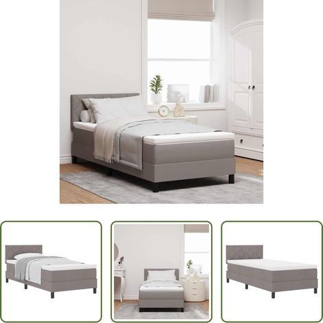 Matratze - Boxspringbett mit Matratze mit Kopfteil Taupe 90 x 200 cm Stoff (1/5)